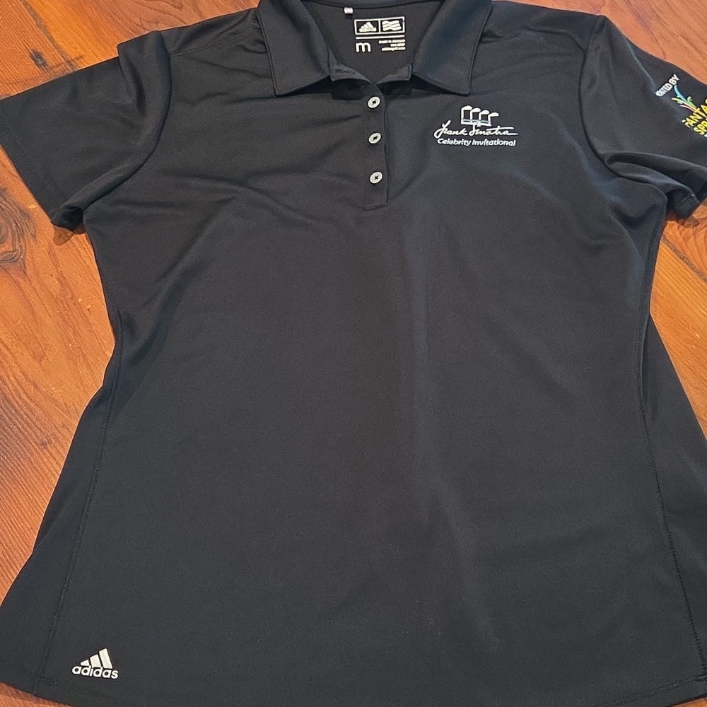 Adidas Golf Black Polo Shirt Women’s Medium Embroidered Logo Stretch - Picture 4 of 9